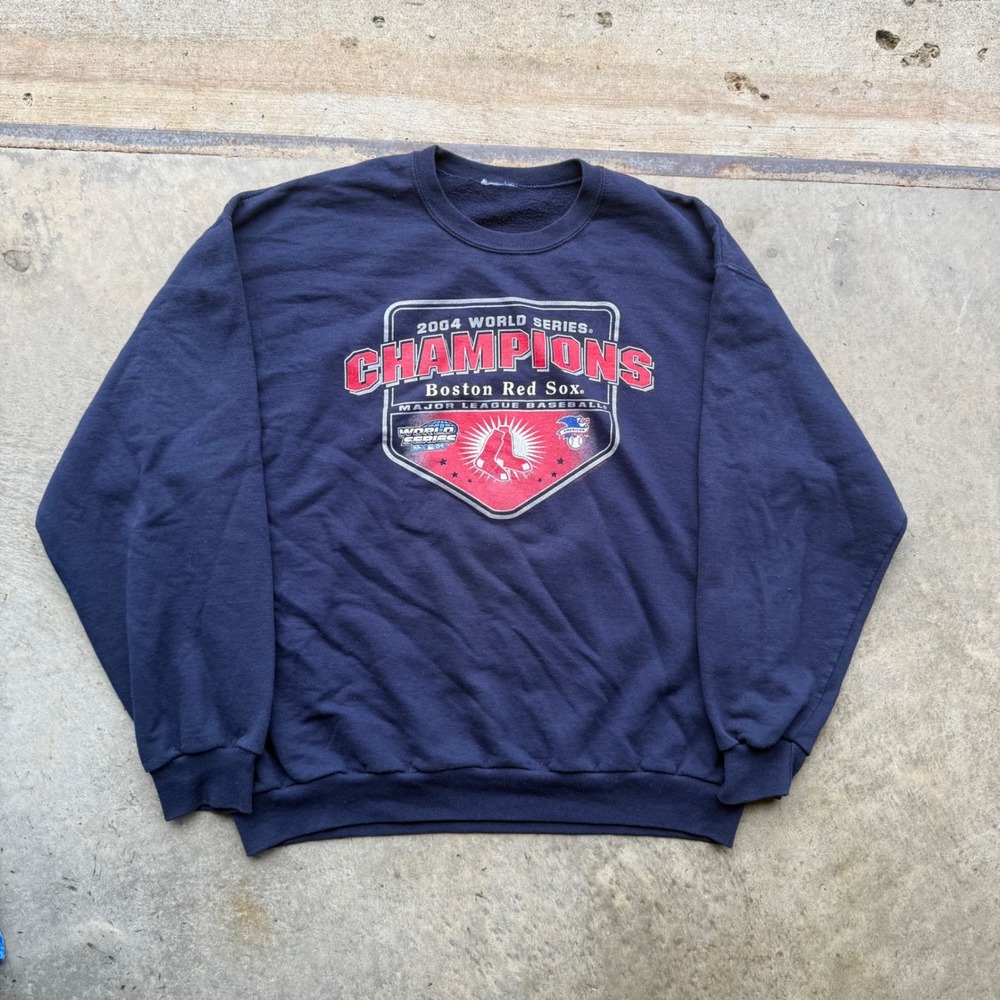 Vintage Boston Red Sox 2004 World Series Champions Sweatshirt Navy Blue Large
